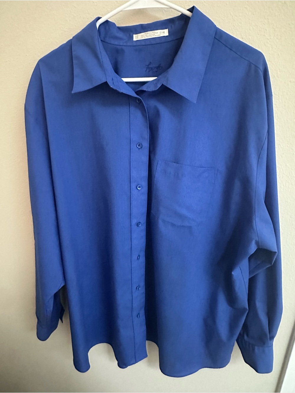 Foxcroft 22W Royal Blue Wrinkle Free Button Down Shirt